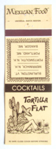 Tortilla Flat - Vermont New Hampshire Maine Restaurant 20 Strike Matchbook Cover - £1.39 GBP