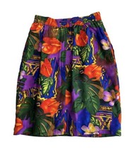 Vintage pat argenti silk floral tropical Bright Hawaiian skirt Size 12 U... - $24.74