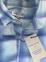 Peter Millar Men’s Light Blue Plaids Cotton Shirt Size L - £72.88 GBP