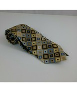 Stafford Essentials Gold Tie With Blue &amp; Black Diamonds Design - $17.58 CAD