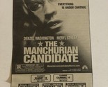 Manchurian Candidate Vintage Movie Print Ad Denzel Washington Meryl Stre... - £4.66 GBP