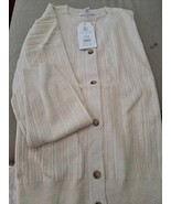 Time and Tru Womens Fine Gauge Rib Crew Cardigan Oatmeal Heather Size L - $221.36 MXN