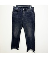 Free People Black Wash Distressed Chewed Up Mid Rise Straight Leg Jeans ... - $725.35 MXN