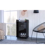 Black Bar Cart: Glass Door, 4 Casters, 2 Shelves - $366.08 CAD