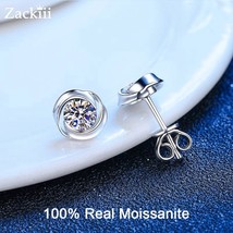Moissanite Stud Earrings 0.6ct-1ct D Color Brilliant Round Diamond Earrings Ster - £42.21 GBP