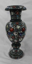 21 Inches Marble Planter Semi Precious Stone Inlay Work Flower Vase for Garden - £1,857.77 GBP