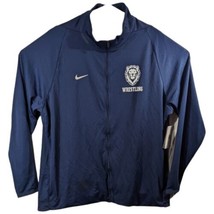 Wrestling Warm Up Jacket with Lions Face Front Mens Sz Medium M Navy Blue Nike - $40.03