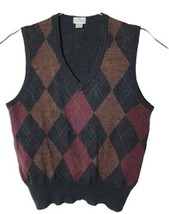 Neiman Marcus Men M Pure Wool Geometric Sweater Vest Vintage 90s - $68.31