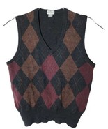 Neiman Marcus Men M Pure Wool Geometric Sweater Vest Vintage 90s - £17.65 GBP
