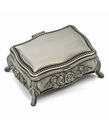 Pewter-Tone Finish Rectangle Rose Jewelry Box - £15.02 GBP