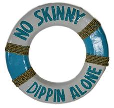 No skinny dippin Lifesaver Wooden Buoy Sign Hand Carved and Painted Art Alone - £19.73 GBP