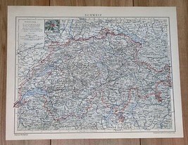 1929 Original Vintage Map Of Switzerland / Zurich Geneva Bern / Alps - £13.75 GBP