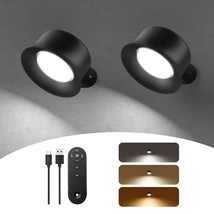 Wall Lights,Led Wall Sconces Set Of 2 With 3200Mah Rechargeable Battery 3 Color  - £40.91 GBP