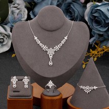 New Design Pretty 4 PCS Jewelry Set For Wedding Engagement Cubic Zirconia Neckla - £52.34 GBP