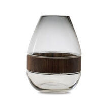 Grey Glass Vase with Natural Wood Accent 10&quot;H - $91.11 CAD