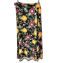 LuLaRoe Maxi Skirt Women&#39;s 3XL Black Red Yellow Flowers EUC - £19.46 GBP