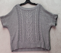 Fashion Bug Sweater Womens Large Gray Cable Knit Acrylic Short Sleeve Round Neck - £13.74 GBP