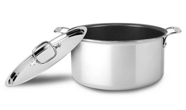 All-Clad Metalcrafters 3 Ply 8 Bonded Qt Stock Pot W/Lid With Stainless Interior - £233.62 GBP