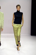 Miu Miu by Prada Mustard Brown Nappa Leather and Black Knit Pants 44IT NWT - £302.65 GBP