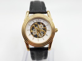 1991 Guess Watch Women Skeleton Dial New Battery Gold Tone 25mm - £27.65 GBP