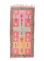 Pink boujaad rug made with abstract design made from wool 8.46 x 4ft - £556.93 GBP