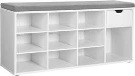 Storage Bench For Living Room, Bedroom, Closet, White And Gray, Vasagle - £67.12 GBP