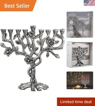 Sturdy 8&quot; Tree of Life Menorah - Premium Aluminum Candle Holder for Chan... - $52.50