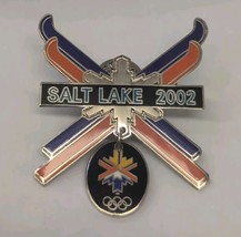 Vintage Olympic Souvenir Pin Salt Lake City  2002 Winter Crossed Snow Sk... - $10.88