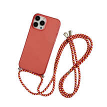 Anymob iPhone Case Red Transparent Candy Color Crossbody Necklace Lanyard Mobile - £18.14 GBP