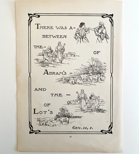 1901 Bible Passage Genesis 13:7 Victorian Word Symbol Puzzle Religious DWDD8 Item image 2