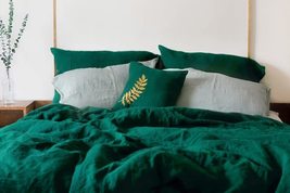 Stonewashed Cotton Duvet Cover in Emerald Green Cotton Duvet Cover King/... - £27.34 GBP+