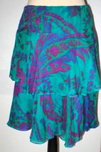 New Womens $898 Ralph Lauren Black Label 100% Skirt Silk Aqua Blue Teal ... - £699.58 GBP