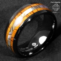 8mm Black Tungsten  Koa Wood Abalone ATOP  Men&#39;s Jewelry Customized Jewelry - £27.17 GBP