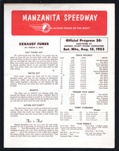 Manzanita Park Speedway Auto Race Program 8/15/1954-Super-modified &amp; stock ca... - £66.01 GBP