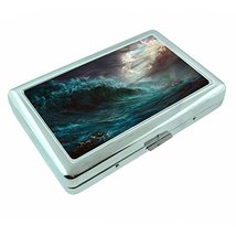 Ocean Waves Em2 Hip Silver Cigarette Case Id Holder Metal Wallet 4&quot; X 2.... - £6.35 GBP