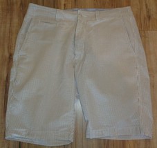 Cremieux Size 34 NANTUCKET S45HX264 Khaki New Mens Seersucker Flat Front Shorts - £54.60 GBP