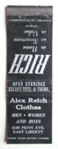 Alex Reich Clothes - East Liberty, Pennsylvania (Pittsburgh 20FS Matchbook Cover - £1.39 GBP