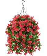 INQCMY Artificial Hanging Violet Flowers in Basket for Patio Garden - £37.75 GBP