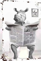 Vintage Rhino Humour Metal Tin Sign 12x8 Inches - $514.41 MXN