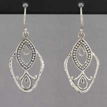 Retired Silpada Hammered Sterling Silver Art Deco Inspired Dangle Earrings W2794 - £23.46 GBP