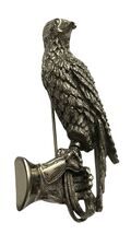 Tortolani Pewter Falcon &amp; Falconer's Gauntlet Brooch Detailed Pin Bird 3... - $74.22