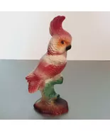 Ceramic Pink Cockatoo Figurine, Perched Bird Decor - $35.00