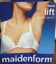 Vtg Maidenform Nwt Sweet Nothings Bra White 3787 Satin Lace Front Close 34C - $30.29