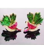 Vintage Crown Trifari Earrings / pink carnation flowers /  Alfred Philip... - £699.43 GBP