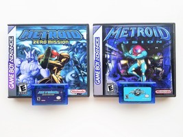 Metroid Fusion &amp; Zero Mission w/ Custom Case Bundle (Gameboy Advance - GBA) - £31.45 GBP