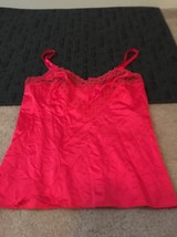 Vintage Vanity Fair Slip Cami Top Size 34 bust Red Lace 80&#39;s - £20.12 GBP