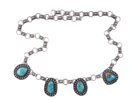 40&#39;s-50&#39;s 24&quot; Navajo Silver and turquoise necklace - £773.37 GBP