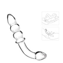 Anal Beads, Glass Bent Pleasure Wand Double-Ended Butt Plug G-Spot Stimu... - $23.74