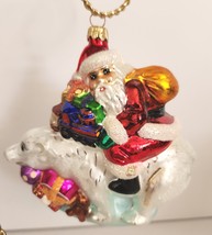 Christopher Radko Santa Riding Baerback Christmas Ornament Polar Bear 1998 - £35.93 GBP