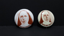 Vtg Mother Mary Theresa Dudzik Pinback Lot of 2 Pins Catholic Historical Button - £11.16 GBP
